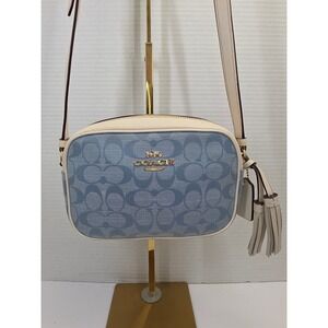 Coach Jamie Camera Bag Signature Canvas Chambray Blue White CA732 Crossbody